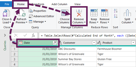 Remove date column