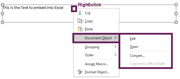 Right click to edit a linked object