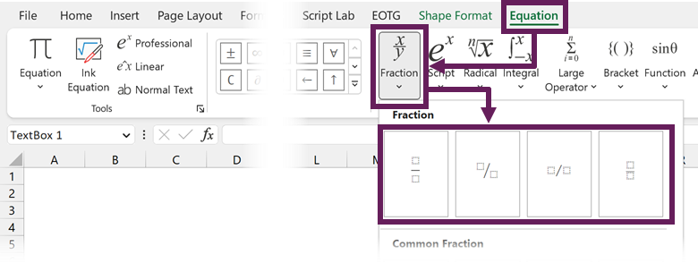 Equation drop-down