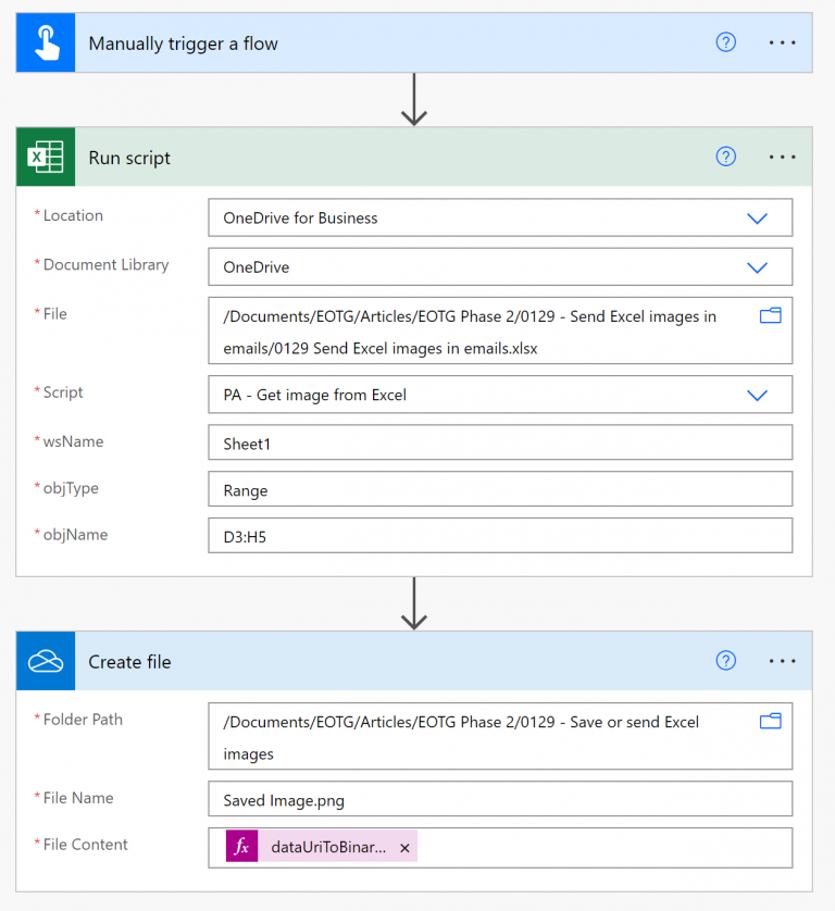 How to email or save Excel images with Power Automate
