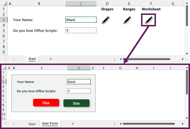Worksheet User Forms in Office Scripts