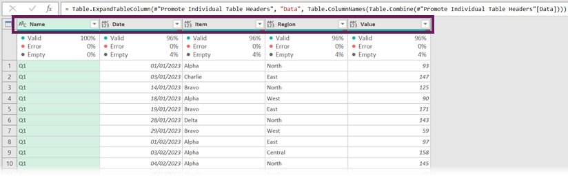 Power Query dynamic column expand with column names