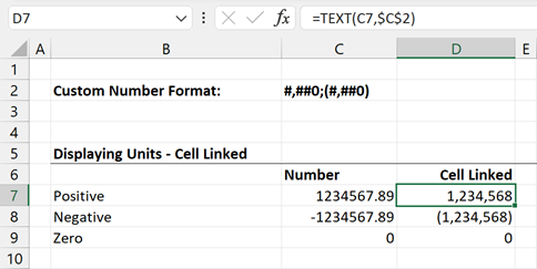 TEXT function with cell linked number format