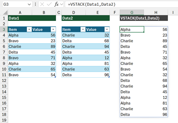VSTACK the two tables