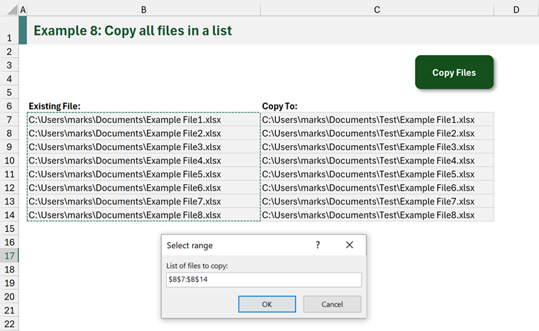 Copy all files in list