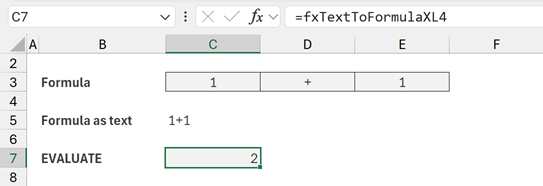 EVALUATE function calculates result