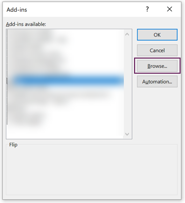 Browse to add-in and install