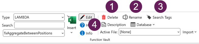 Edit options in Function Vault